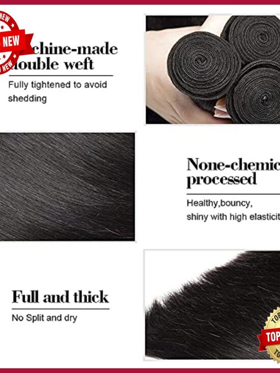 Brazilian Virgin Straight Human Hair Extensions 3 Bundles 26-30 Inch main image 6